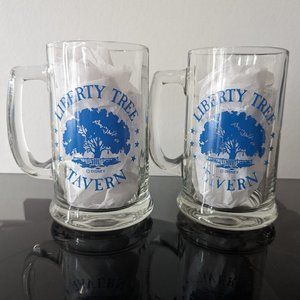 Set of 2 Vintage Walt Disney World 1996 Liberty Tree Tavern Glass Steins